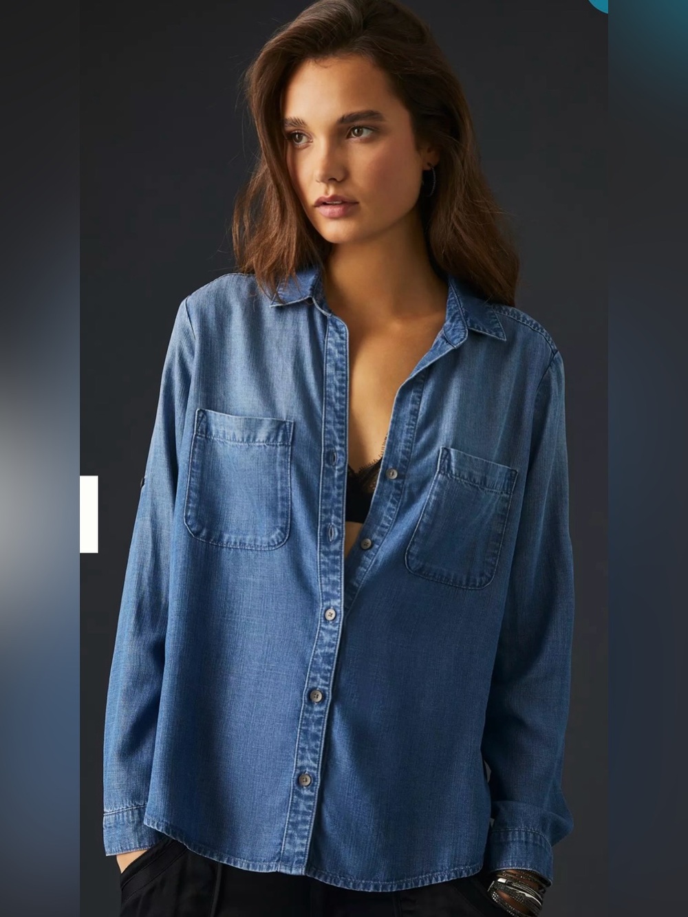 Cloth & Stone Chambray denim button down shirt size M